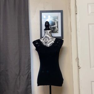 Black lace overlay top